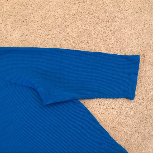 Woman Within Waffle Knit Thermal Tunic Top Plus Size 1X 22 24 Blue Button Down - Picture 6 of 7